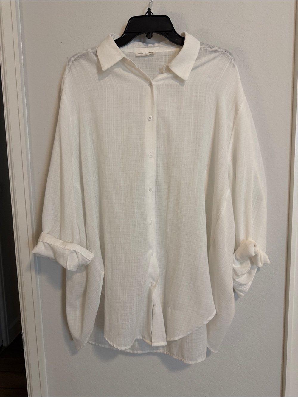 Classic White Oversized Button-Down Shirt — Casual Collared Top